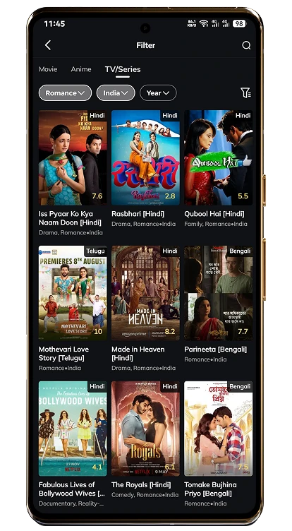 Movie Box Pro sign-in with Google, email, invite codes, and profiles.