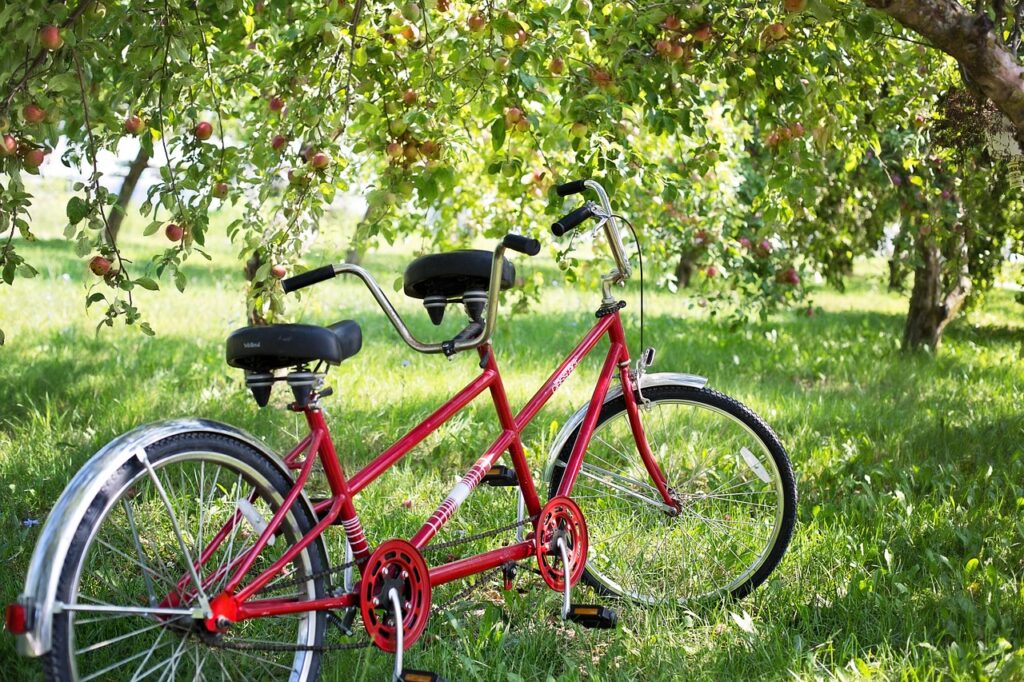Vintage bicycle on a quiet country road in northern Italy